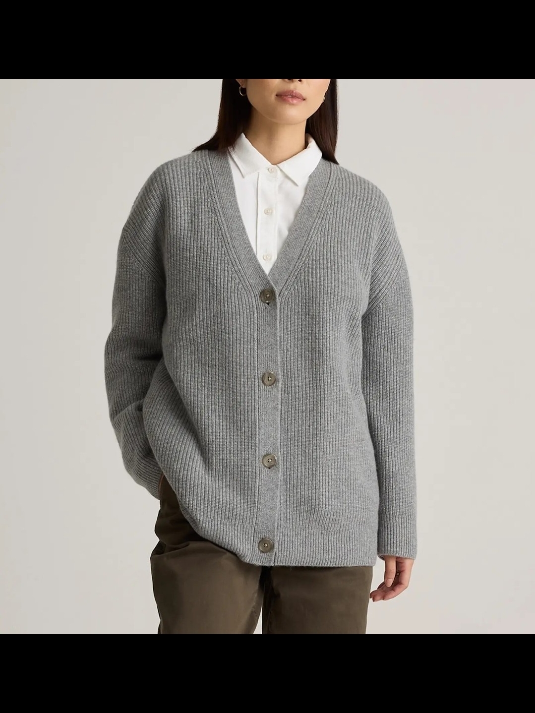 Quince Mongolian Cashmere Oversized Boyfriend Cardigan Sweater Black, Sz L, Nwt